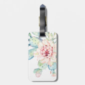 Étiquette À Bagage Aquarelle douce Pastel Blooming Cactus (Dos Vertical)