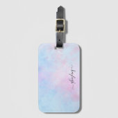 Étiquette À Bagage Aquarelle Dreamy Rose bleu turquoise (Devant Vertical)