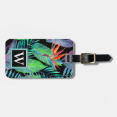 Étiquette À Bagage Aquarelle du paradis| Monogramme (Devant horizontal)