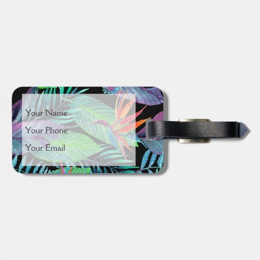 Étiquette À Bagage Aquarelle du paradis| Monogramme (Dos horizontal)