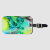Étiquette À Bagage Aquarelle en marbre bleu vert (Devant Horizontal)
