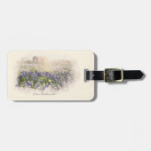 Étiquette À Bagage Aquarelle esquissée du champ Bluebonnet (Devant horizontal)