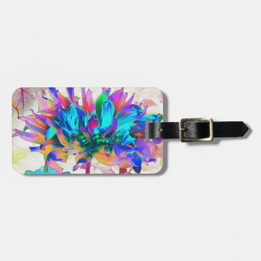 Étiquette À Bagage Aquarelle étonnante Rainbow Cactus Dahlia (Devant horizontal)