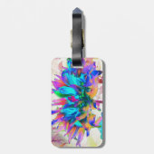 Étiquette À Bagage Aquarelle étonnante Rainbow Cactus Dahlia (Dos Vertical)