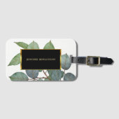 Étiquette À Bagage Aquarelle eucalyptus vert élégant (Devant Horizontal)
