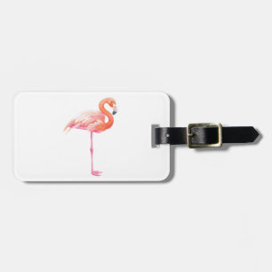 Étiquette À Bagage aquarelle Flamant rose