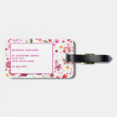 Étiquette À Bagage Aquarelle Fleur Sauvage Moderne Personnalisé (Dos horizontal)