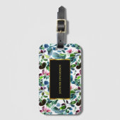 Étiquette À Bagage Aquarelle fleurs botaniques verdure élégante (Devant Vertical)