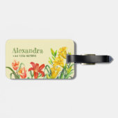 Étiquette À Bagage Aquarelle Fleurs de printemps Illustration botaniq (Dos horizontal)