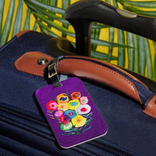 Étiquette À Bagage Aquarelle fleurs violettes fleuries florales (Insitu Rectoal 1)