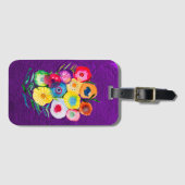 Étiquette À Bagage Aquarelle fleurs violettes fleuries florales (Devant Horizontal)