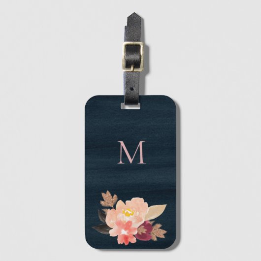 Étiquette À Bagage Aquarelle florale (Devant Vertical)