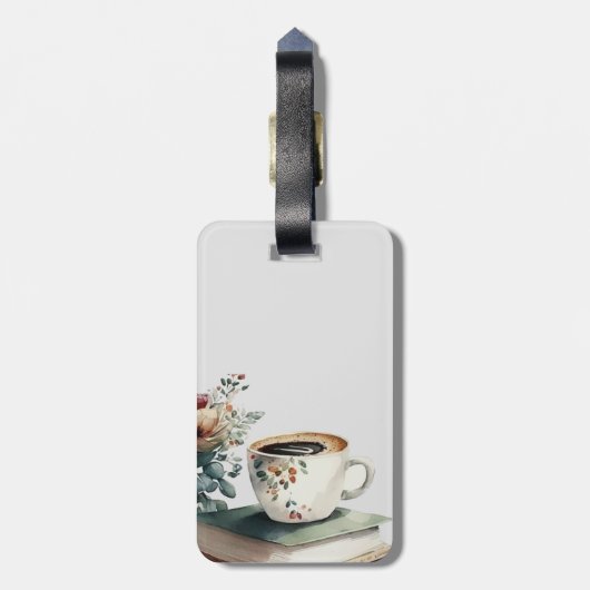 Étiquette À Bagage Aquarelle florale Boho Café (Dos Vertical)
