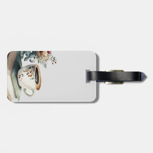 Étiquette À Bagage Aquarelle florale Boho Café (Dos horizontal)