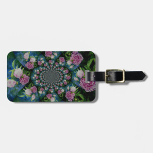 Étiquette À Bagage Aquarelle florale de pivoine rose blanc