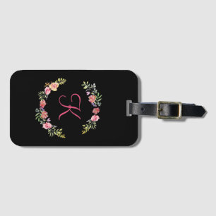 Étiquette À Bagage Aquarelle florale rose, jaune et verte à monogramm