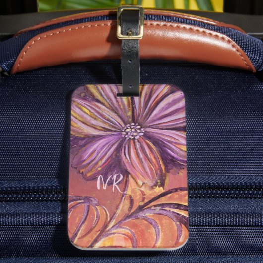 Étiquette À Bagage Aquarelle florale violet et or Vibro (Insitu Rectoal 2)
