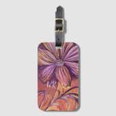 Étiquette À Bagage Aquarelle florale violet et or Vibro (Devant Vertical)