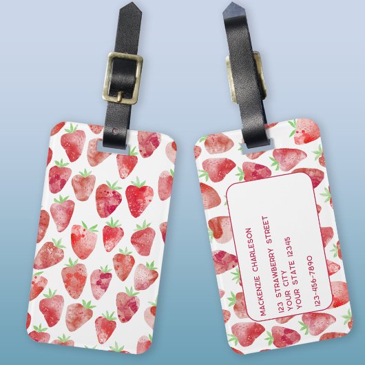 Étiquette À Bagage Aquarelle fraise