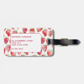 Étiquette À Bagage Aquarelle fraise (Dos horizontal)