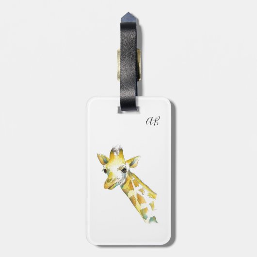 Étiquette À Bagage Aquarelle Giraffe (Dos Vertical)