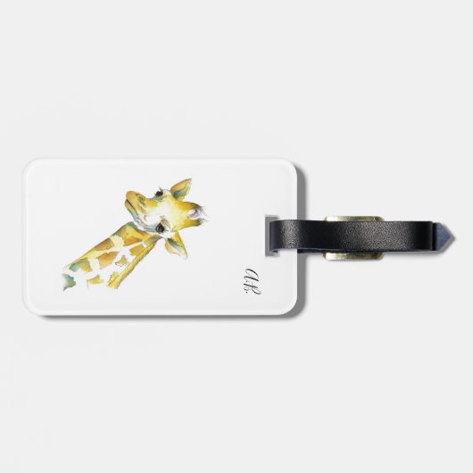 Étiquette À Bagage Aquarelle Giraffe (Dos horizontal)
