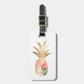 Étiquette À Bagage Aquarelle Gold Pineappy Luggage (Devant Vertical)