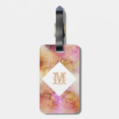 Étiquette À Bagage Aquarelle Gold Pink Sky personnalisée (Dos Vertical)