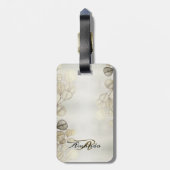 Étiquette À Bagage Aquarelle Golden Eucalyptus Foliage brillant éléga (Dos Vertical)