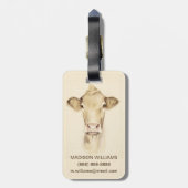Étiquette À Bagage Aquarelle Grange Animaux | Vache (Dos Vertical)