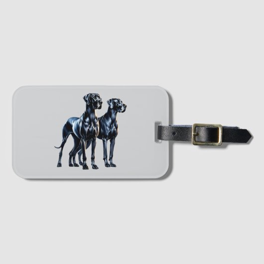 Étiquette À Bagage Aquarelle Great Danes (Devant Horizontal)