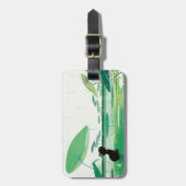 Étiquette À Bagage Aquarelle Grenouille de chat dans la pluie (Devant Vertical)