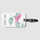 Étiquette À Bagage Aquarelle Hibiscus Maui Mariage (Devant Horizontal)
