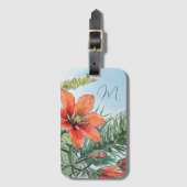 Étiquette À Bagage Aquarelle illustrée Botanique Orange Floral (Devant Vertical)