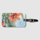 Étiquette À Bagage Aquarelle illustrée Botanique Orange Floral (Devant Horizontal)
