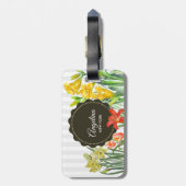 Étiquette À Bagage Aquarelle Jaune Orange Fleurs de printemps Design (Dos Vertical)