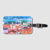 Étiquette À Bagage Aquarelle Kotor Montenegro (Devant Horizontal)