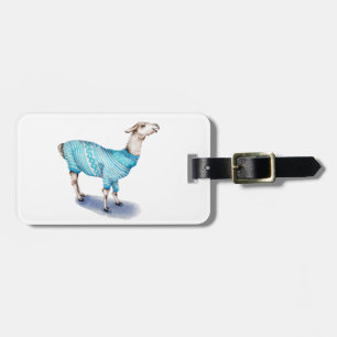 Étiquette À Bagage Aquarelle Llama en bleu Sweat