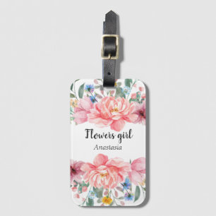 Étiquette À Bagage Aquarelle moderne Fleurs roses