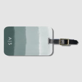 Étiquette À Bagage Aquarelle monogramme chic ombre d'épicéa limé (Devant Horizontal)