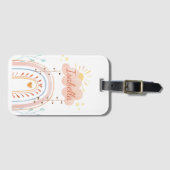 Étiquette À Bagage Aquarelle monogramme mou Arc-en-ciel enfants (Devant Horizontal)