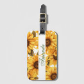 Étiquette À Bagage Aquarelle Motif de tournesol jaune avec nom (Devant Vertical)