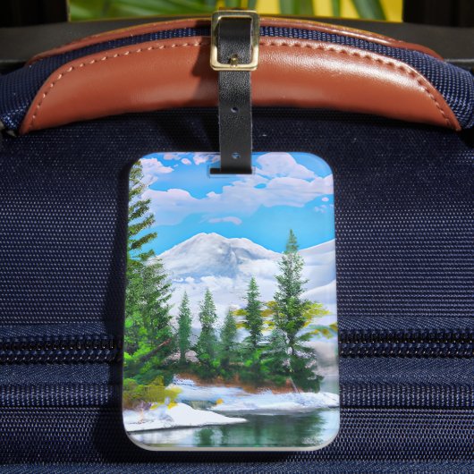 Étiquette À Bagage Aquarelle Nature Hiver Neige Peinture (Insitu Rectoal 2)