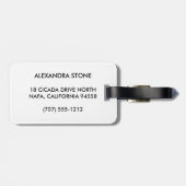 Étiquette À Bagage Aquarelle noire et rose Monogramme initial (Dos horizontal)