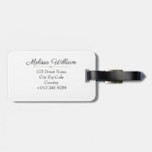 Étiquette À Bagage Aquarelle Nuages Noir Blanc Nom du monogramme (Dos horizontal)