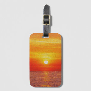 Étiquette À Bagage Aquarelle Océan Sunset Summer Beach Waves