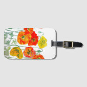 Étiquette À Bagage Aquarelle orange rouge jaune cushion blanc (Devant Horizontal)