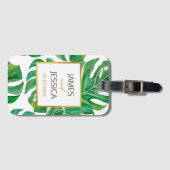 Étiquette À Bagage Aquarelle Palm Feuilles mariage personnalisé Faveu (Devant Horizontal)