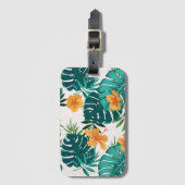 Étiquette À Bagage Aquarelle Palme tropicale, Hibiskus hawaïen (Devant Vertical)