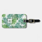 Étiquette À Bagage Aquarelle palmier tropical feuille monogrammed (Devant horizontal)